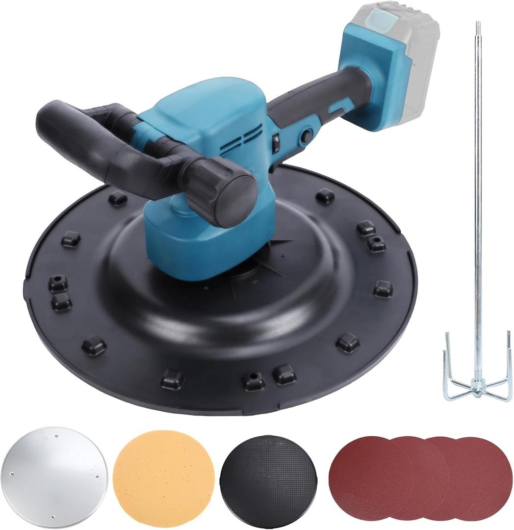 1680W Electric Wall Smoothing Machine, Cordless Wall Plastering Machine with Mixer, Wall Polishing Machine, Electric Wall Trowel, Compatible with Makita 18V Battery