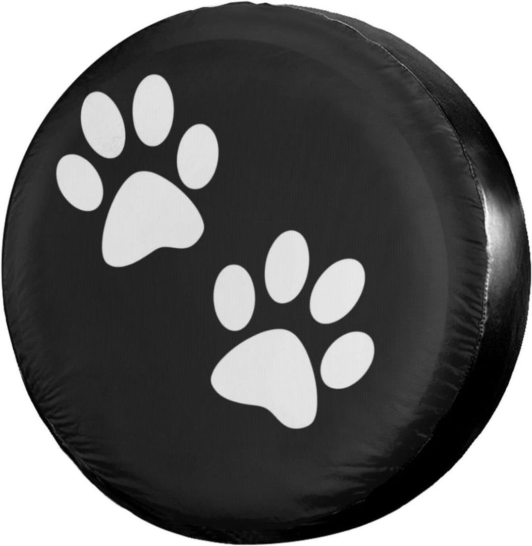 Foruidea Paw Print Spare Tire Cover Dust-Proof Wheel Tire Cover Fit Trailer, RV, SUV and Many Vehicle 15 Inch (15"for diameter 27"-29")