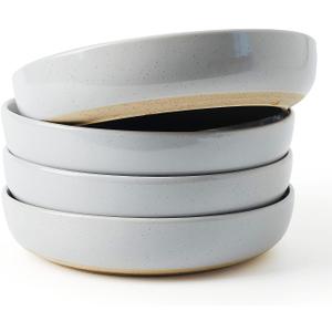 famiware Milkyway 33 oz Bowl Set, Pasta Bowls Set of 4, Salad Bowls Perfect for Your Friend for Housewarming, Thanksgiving, Christmas, Light Gray