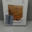 Carbonized Bamboo Cutting Boards  Cutting Board Set of 3 Heat Treated for Rich Color & Lower Moisture Absorption, Chopping Boards with Juice Groove, Non-Toxic, FSC Certified incl. Stand