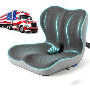 Cupocupa Memory Foam Seat Cushion, Ergonomic Orthopedic Pad with Adjustable Strap for Car Truck Office Chair, Lumbar Back Support & Sciatica Relief for Long Drives, Large