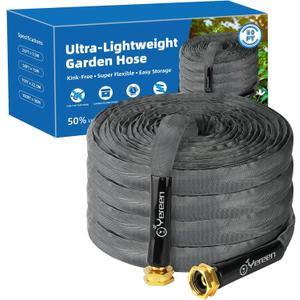 Non-Expanding Garden Hose 50FT, 2025 Upgraded Flat Hose, Lightweight Garden Hose Kink-Free, Burst-Resistant, Easy Use for Outdoor, RV, Lawns, Cleaning, Boat