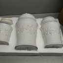 American Atelier Kitchen Ceramic Canister Set w/Lids Bianca Leaf, White 3PC
Engraved Storage Jars Featuring Rubber Sealed Lid for Sugar Pasta Coffee Flour Cookies and Pantry Organization for Countertop