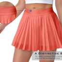 Mini Pleated Tennis Skirt for Women: Flowy Skorts for with Shorts Pockets - Athletic Trendy - Golf Pickleball (X-Small, Scorched Red Coral)