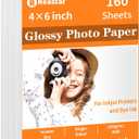 4x6 Glossy Photo Paper, 160 Sheets Picture Paper for Inkjet Printer, 180gsm/48lb (46 inches)