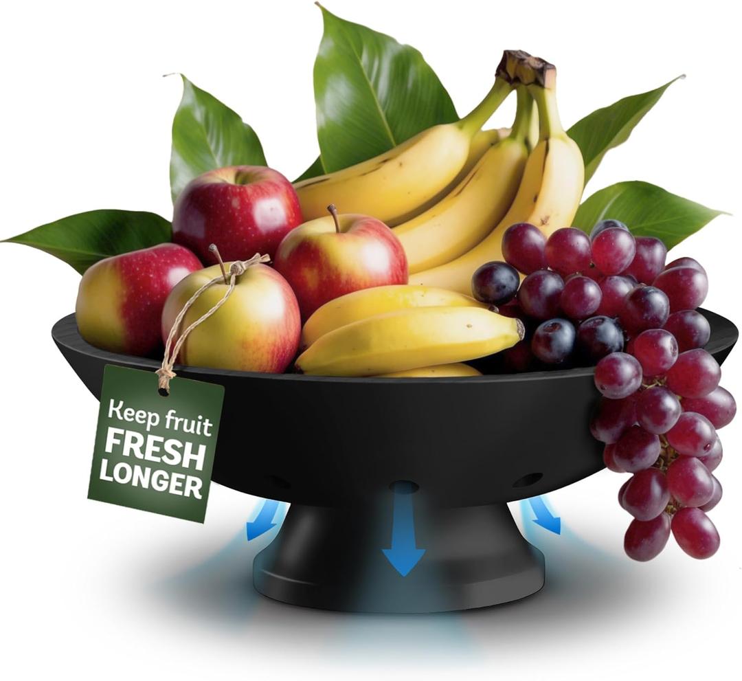 Black Wooden Fruit Bowl - Large Decorative Pedestal Bowl for Kitchen Counter & Dining Table Centerpiece, Modern Bamboo Serving Bowl for Fruits, Salads, Snacks, Keys, Bread, Entryway or Home Decor Gift Black Wooden Fruit Bowl - Large Decorative Pedestal Bowl for Kitchen Counter & Dining Table Centerpiece, Modern Bamboo Serving Bowl for Fruits, Salads, Snacks, Keys, Bread, Entryway or Home Decor Gift