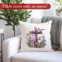 LRyeisahh He is Risen Easter Christian Throw Pillow Covers, Spring Flower Religious Easter Lamb Decorative Pillowcases Cushion Cases for Church Home Bedroom Living Room Decor, 18x18 Pillow Covers