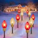 Moonflor Strawberry Jumbo C9 Christmas Lights Outdoor - 2 Pack Total 17FT 10 LED Jumbo C9 Christmas Pathway Lights Outdoor, Christma Decoration for Outside Lawn, Red & Warm White