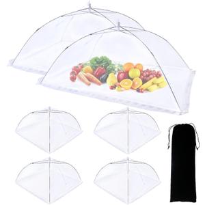 6 Pack Food Covers for Outdoors Mesh Screen Include 2 Extra Large (40"X 24") & 4 Standard (17"X 17") Food Tents Collapsible and Reusable Mesh Food Covers for Outside, BBQ Party Supplies, Fruit