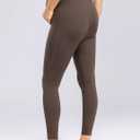 ENERFUL Womens Maternity Leggings with Pockets Workout Legging Pants Buttery Soft Pregnancy Active Wear Yoga Tights (Brown, S)