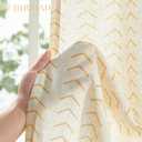 jinchan Linen Boho Curtains for Living Room Semi Sheer Curtains for Bedroom 84 Inches Long Herringbone Printed Farmhouse Drapes, Rod Pocket Window Treatment Curtain Set of 2 Panels Yellow on Linen