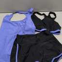 Aleumdr Womens Athletic 3 Piece Tankini Swimsuits with Shorts Swim Tank Tops with Sports Bra and Boyshorts Bathing Suits (Small, Purple Blue)