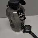 AQUAFIT Half Gallon Water Bottle with Time Marker - Straw & Chug Lid - BPA Free Gym Water Bottle with Straw - Big Gallon Jug (Gray, 64 oz - 2 Lids)