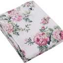Queen Floral Flat Bed Sheets, 100% Cotton Ultra-Soft Bedding, Breathable, Easy to Wash, 108" x 92"