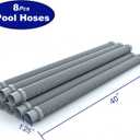Poolvio Professional Swimming Pool Vacuum Cleaner Hose -1.5 8 Piece Hoses for Pool Vacuum Extension/Replacement - Compatible with all Major Automatic Swimming Pool Cleaners