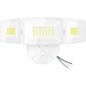 Onforu 75W Flood Lights Outdoor, 7000LM Brightness Security Lights Switch Controlled, 3 Adjustable Heads, IP65 Waterproof, 6500K Wall Mount Exterior LED Flood Light (White)