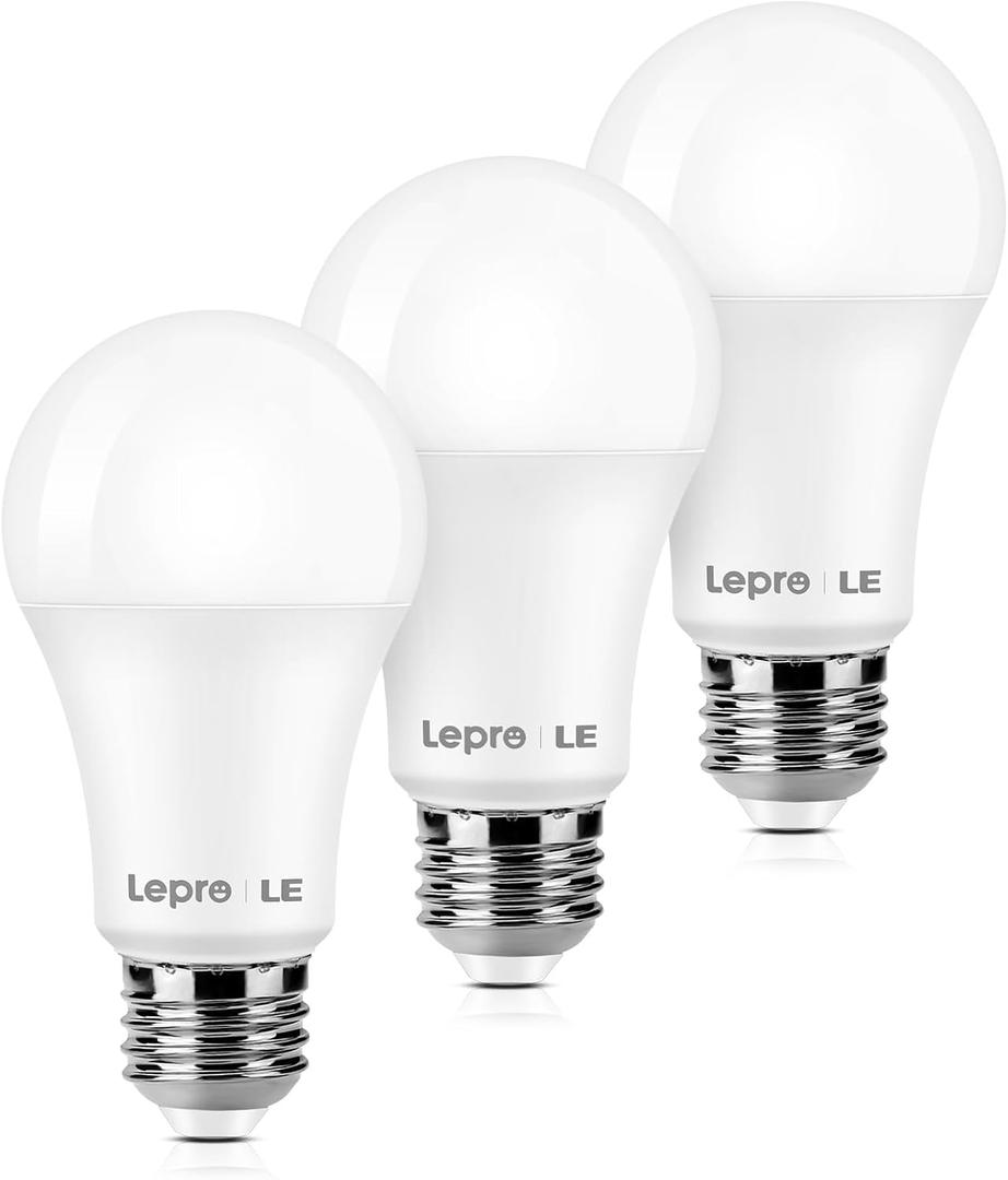 Lepro 100W Equivalent LED Light Bulbs, 14W 1500 Lumens Daylight White 5000K Non-Dimmable, A19 E26 Standard Base, 10000 Hour Lifetime, Pack of 3