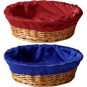 2 Pcs 12 Inches Round Offering Baskets for Church Wicker with Removable Liner Rattan Collection Receiving Storage Woven Bread Basket for Church Communion Supplies