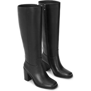 Women’s Knee High Boots –  | Ideal for Fuller Calves, Not for Extra-Wide Calves | Comfort Block Heel, Square Toe, Side Zip, Size  8