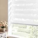 Cordless Zebra Blinds for Windows,Free-Stop Pull Down Roller Shades,Dual Layer Privacy for Day and Night,Light Filtering Door Shades for Home Office Easy to Install(31" W x 72" H,White)