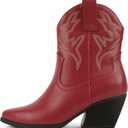 Soda BLAZING ~ Women Western Bootie Pointe Toe with Low Heel  (10, Fire Red Pu)