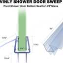 Frameless Shower Door Bottom Seal for 3/8" Thick Glass Door, 36 in Long Shower Door Sweep Stop Shower Leaks and Create a Water Barrier, Clear Vinyl