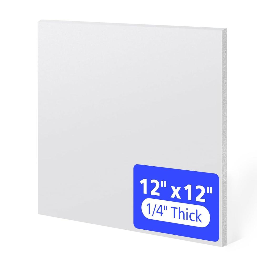 High Density Polyethylene (HDPE) Sheet, Heavy Duty Plastic Board for DIY & Industrial Use (White, 1/4"x 12"x 12")