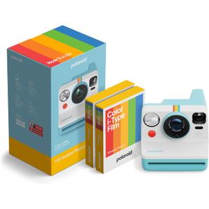 Polaroid Now 3rd Generation I-Type Instant Camera + Film Bundle - Now Artic Blue Camera + 16 Color Photos (6644)