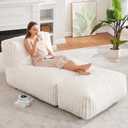 Hobestluk Big Bean Bag Lounger Chairs Large Beanbag Chair for Adults Bean Bag Sofa with Memory Foam Filled for Living Room, Bedroom or Balcony (Stripe White)