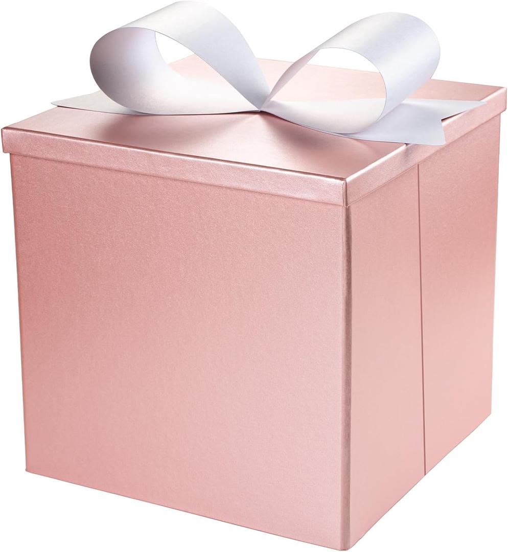 BIOBROWN Medium Gift Boxes with Lids for Presents, 9x9x9 Inches Pink Collapsible Gift Box for Valentine's Day, Birthday, Wedding, Baby Shower, Party, Any Occasion