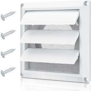 Funmit 4" Dryer Vent Cover for Exterior Wall Vent Hood Outlet Airflow Dryer Air Vent with Screen Includes 4 Screw for Easy Installation (White)