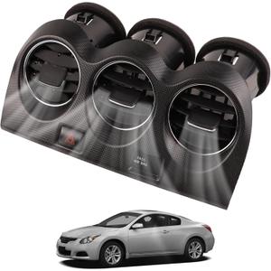 E771-5111E100 Black Center Console Dash Air Conditioner Vent With Emergency Switch And Pass Air Bag Sensor Compatible With 2007-2012 Nissan Altima Dash A/C Outlet Panel Replaces 68750-JA00A