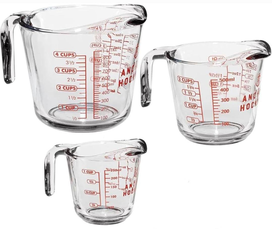 Anchor Hocking Glass Measuring Cups, 3 Piece Set 