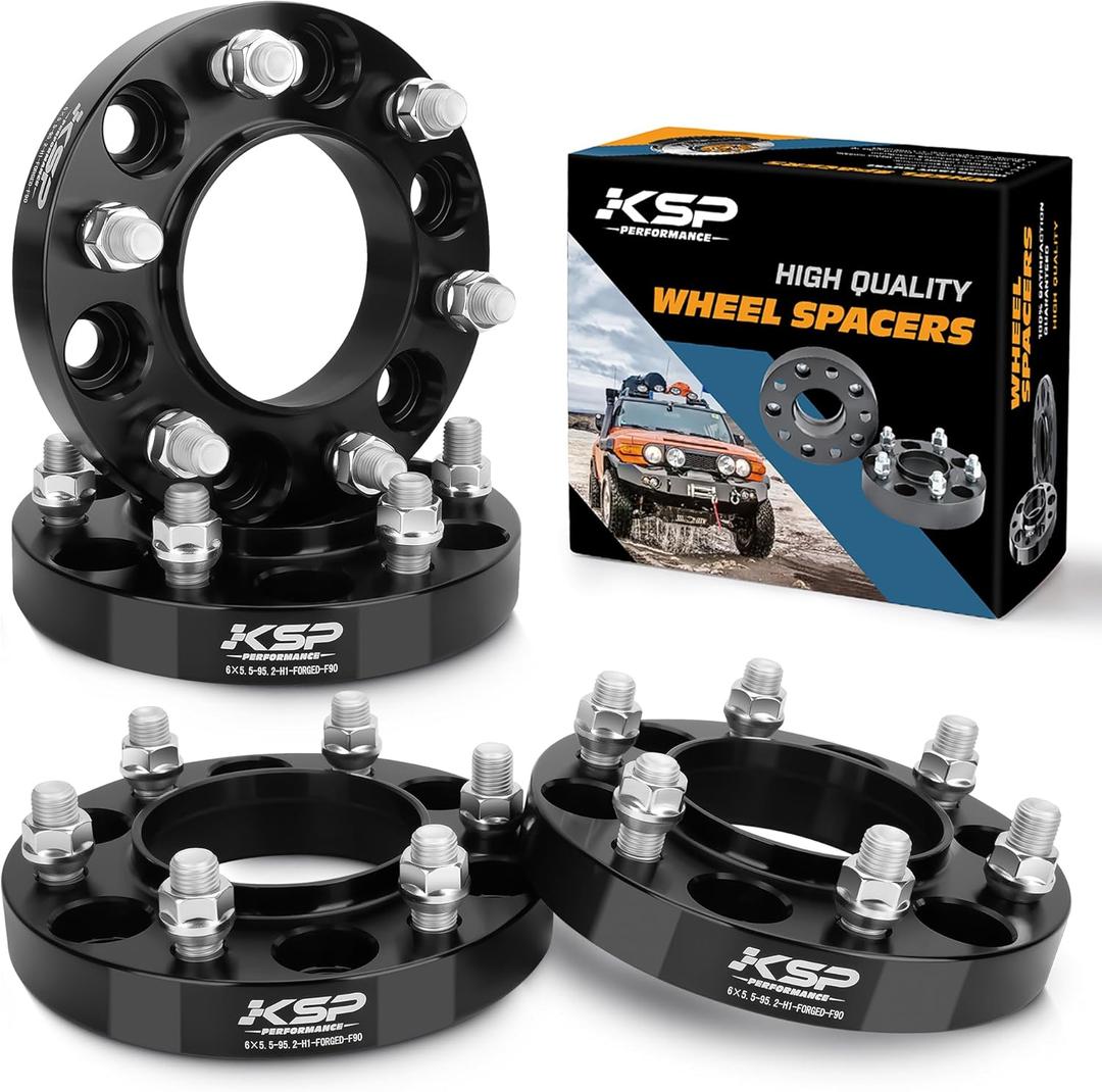 KSP 6x5.5 1inch Wheel Spacers Fit for 2024+ Tacoma, 1" 6x139.7 Wheel Spacers with 14x1.5 Studs 95.2mm Hub Bore Compatible with 2022+ Tundra, 2023+ Sequoia Wheel Adapters 4PCS