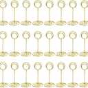 TecUnite 24 Pieces 3.35 Inch Table Number Holder Place Card Photo Holder Picture Name Menu Clips Memo Cards Stand for Wedding Reception Anniversary Birthday Party Centerpieces (Gold)