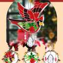 KY&BOSAM Crystal Cardinal Suncatcher Mom Gift Had Painted Glass Sun Catchers for Windows Hangings Ornament with Pressed Flower and Heart Charm Birthday Gifts for Women Mom Mothers Day Christmas