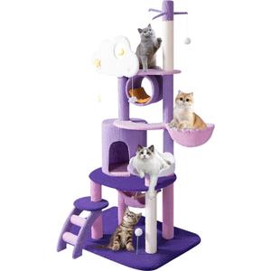 67 Inch Cat Tree for Indoor, Large Cat Tower with Sisal Scratching Post, Multi-Level Tall Big Plush Cat Condo Furnture Activity Center, Pet Kittens Condos Perch Platform