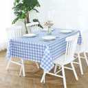 Romanstile Rectangle Vinyl Tablecloth, 100% Waterproof Buffalo Gingham Plastic Table Cloth, Heavy Duty Wipeable Checkered Table Covers for Outdoor, Camping, Picnic, Patio - 54 x 78, Light Blue