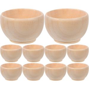 10pcs Wood Small Bowls Unfinished Wooden Bowls Dipping Sauce Sorting Bowl Mini Round Serving DIY Craft Bowl for Salad Nuts Dips Spice Candy