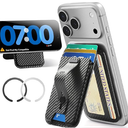 CukoHno MagSafe Wallet,6 Cards Holder, Magnetic Wallet for iPhone, for Galaxy with Magnetic Case, Magnetic Phone Card Holder, RFID Blocking, Minimalist Wallet for Travel Essentials, Carbon Fiber Black