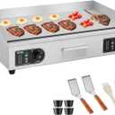 VEVOR Commercial Electric Griddle, 2800W Countertop Flat Top Grill, 122-572 Adjustable Temp, 29in Stainless Steel Griddle Grill with 2 Shovels and 2 Brushes for Home or Restaurant(110V No Plug)