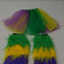 Lasnten Mardi Gras Costume Accessory Set Women Outfit Tutu Skirt Mardi Gras Leg Warmers Faux Feather Headband for Carnival Masquerade Party Supplies