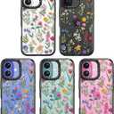 Compatible for iPhone 16 Case Cute - Durable Shockproof 6.6 ft Drop Impact Phone Case - Black Funny Nature Flower Design for iPhone 16 6.1"