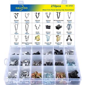 OAUTOO 270pcs Metal Trim Panel Spring Clip Assortment for Volkswagen Audi BMW Porsche GM Chrysler