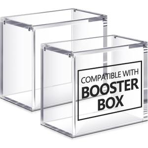 2 Pcs Acrylic Magnetic Case Compatible with TCG Booster Box Protective Case Stackable 4mm Thick Magnetic Closure Box Gifts for Collectors, Cards Not Included (Booster)