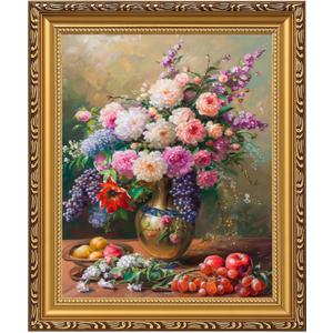 MIEVU Gold Vintage Framed Wall Art - Canvas Wall Art Prints for Living Room Decor Bedroom Home Bathroom, 8x10in Floral Flower Frame Wall Decor (Floral 15) (10L" x 8W")