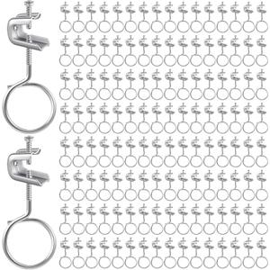 Hicarer 100 Set 1/4" x 20 Beam Clamp Steel Small C Clamps with Screws Metal Machine Threaded Bridle Rings Cable Ring Hangers for Pipe, Can Withstand 75 Lbs (2 Inch Bridle Rings)