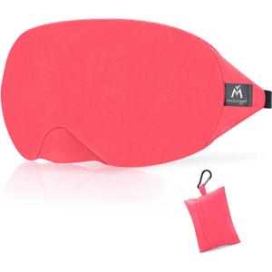 Mavogel Cotton Sleep Mask - Breathable Light Blocking Sleep Eye Mask, Soft Comfortable Night Sleeping Mask for Men Women, Eye Cover for Travel/Shift Work/Nap, Includes Travel Pouch (Vermilion Red)