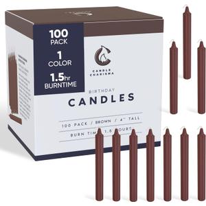 Candle Charisma 100 Brown Spell Candles - 4" Unscented Paraffin Chime Candles, Smokeless & Dripless, Colored Candles, 1.5 Hours Burn Time 0.4" Thick Taper Candles for Rituals, Witchcraft and Parties - 13 boxes