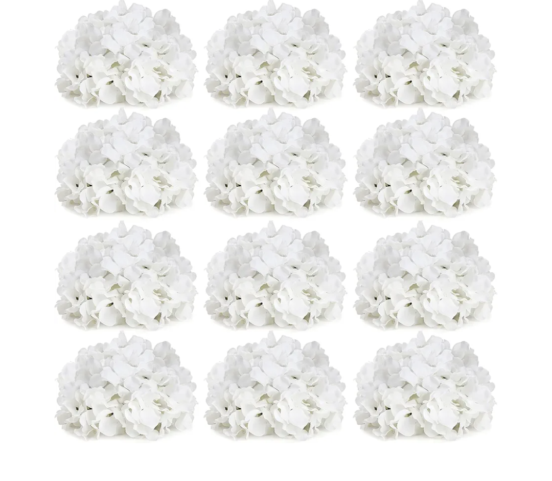 Auihiay 12pcs Flower Balls for Centerpieces, White Hydrangea Wedding Flower Balls for Centerpieces, Faux Hydrangeas Floral Arrangements Bouquet for Table, Home, Wedding Decoration